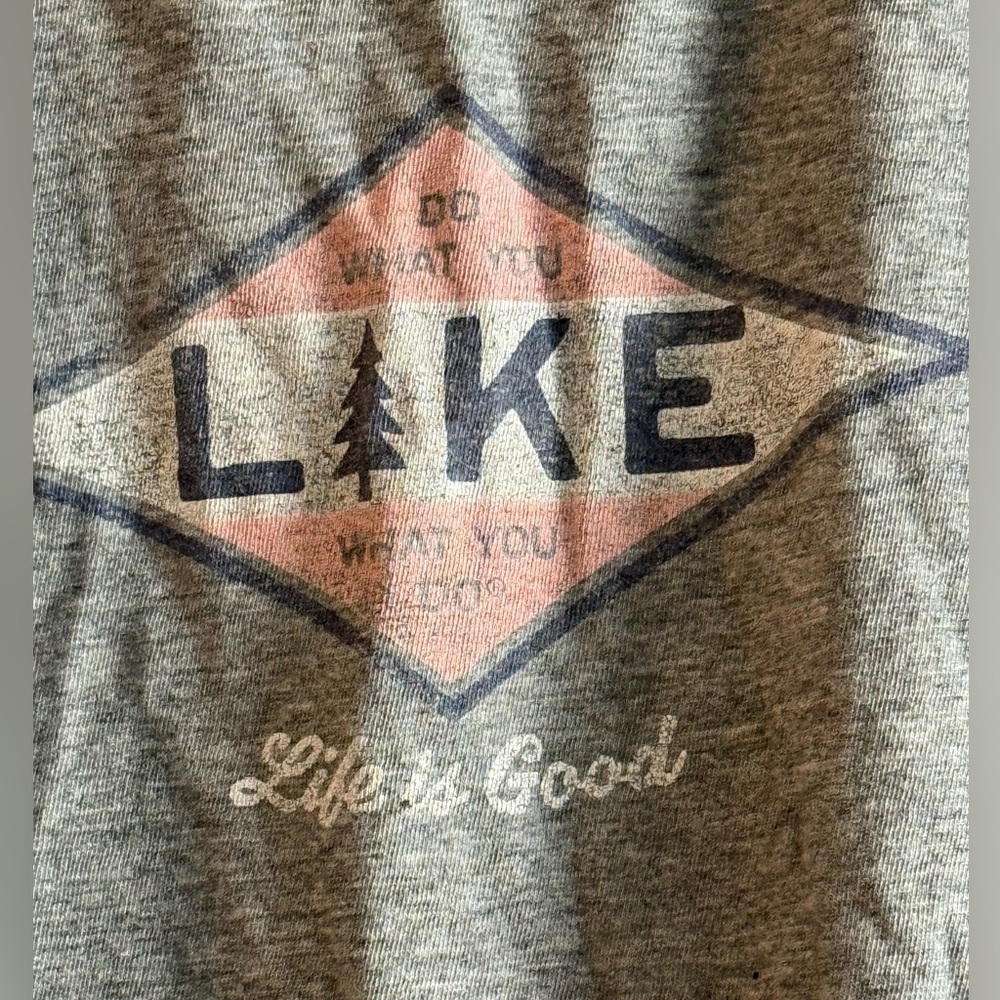 Life is Good Lot of 2 Classic Fit Sleeveless Tees Womens Sz L Summer Gray/Tan‎ - Picture 5 of 9
